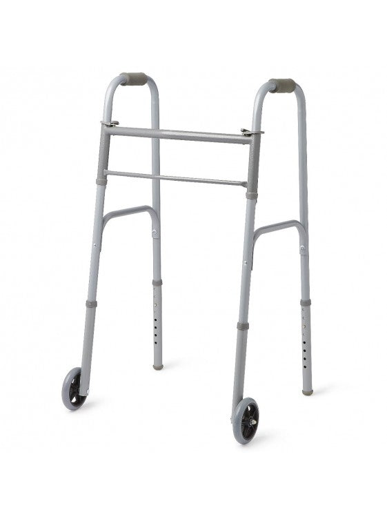 Two-Button Folding Walkers with 5" Wheels