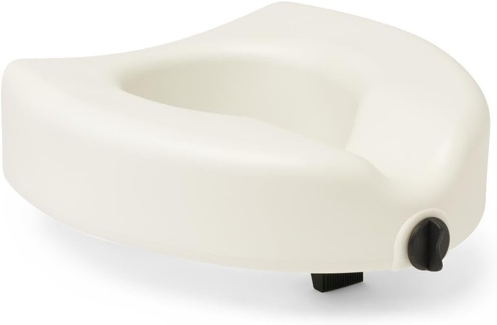 Medline Elevated Toilet Seat Riser W/Microban Antimicrobial Protection for Seniors, Adults & Handicapped – 350 Lbs. Capacity, White