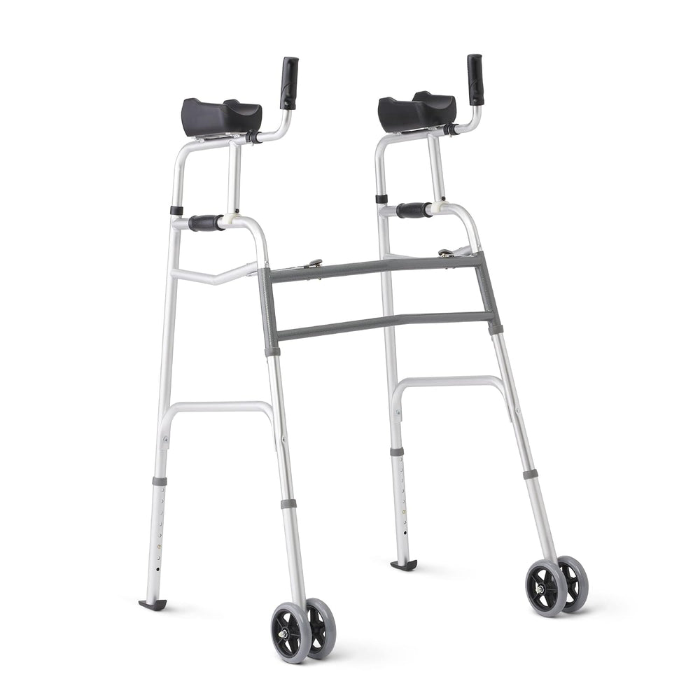 Medline Upright Walker with 5” Dual Wheels, Forearm Walker with Armrests, Height Adjustable, 300lb Weight Capacity