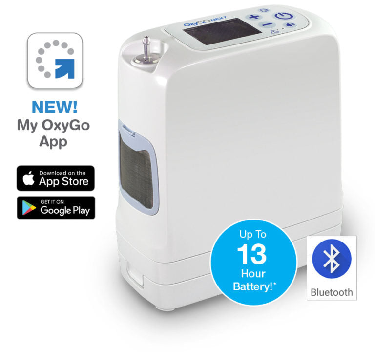 OxyGo Next Portable Oxygen Concentrator with 8 Cel Battery. 13Hrs Of Power