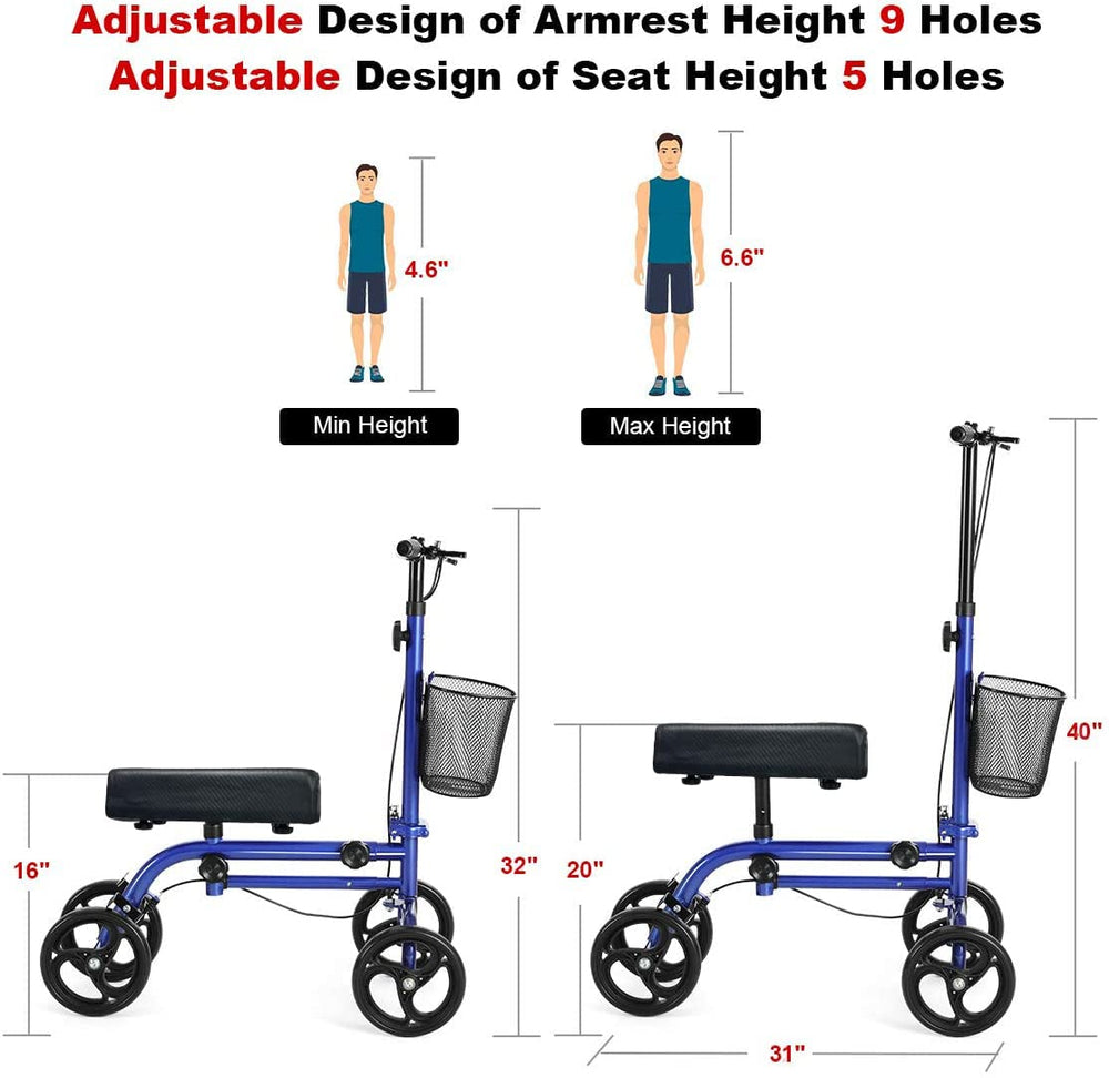 RINKMO Knee Scooter，Steerable Knee Walker Economical Knee Scooters for Foot Injuries Best Crutches Alternative