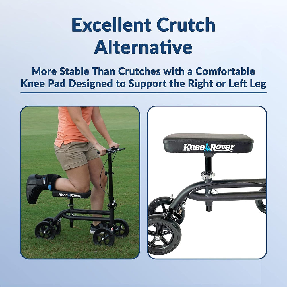 KneeRover Economy Knee Scooter Steerable Knee Walker Crutch Alternative with Dual Braking System in Matte Black