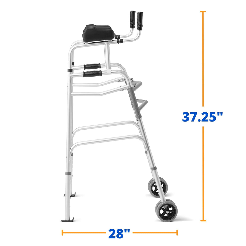 Medline Upright Walker with 5” Dual Wheels, Forearm Walker with Armrests, Height Adjustable, 300lb Weight Capacity