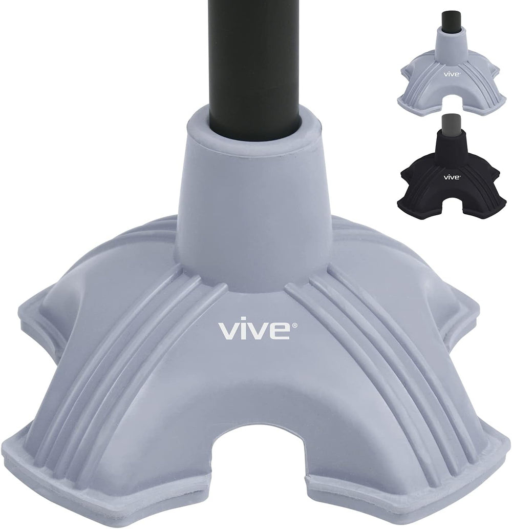 Vive Cane Tip - Self Standing, Quad Rubber Replacement for Walking Canes (3/4")