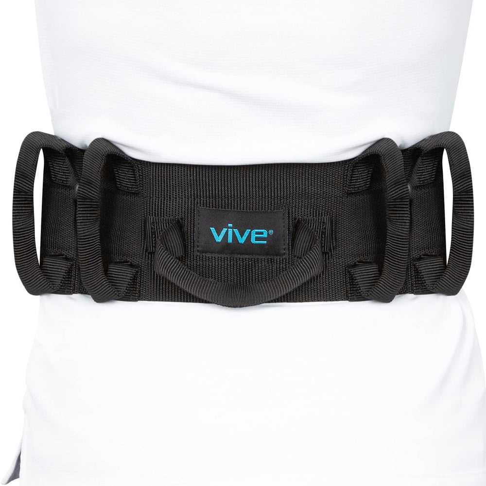 Vive Gait Belt (300lbs) Transfer Belt with Handles - Medical Nursing Safety Patient Assist - Bariatric, Elderly, Handicap, Physical Therapy - PT Gate Strap Quick Release Metal Buckle, Grabbing Teeth