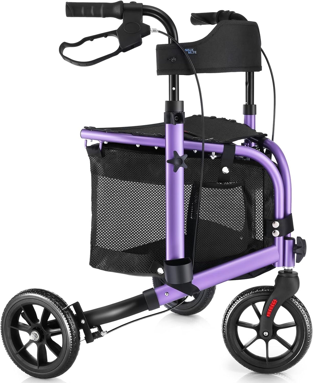 3 Wheel Rollator Walker with Seat for Slim Seniors, Padded Backrest Li –  Leader Medical Supplies